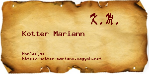Kotter Mariann névjegykártya